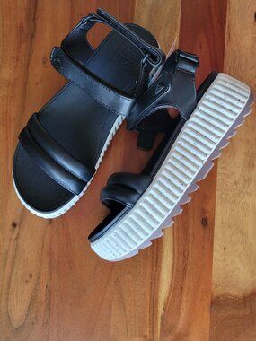 Reef Vista Higher Raya Platform  Black Sandals Cushion Comfort Vegan Leather 8
